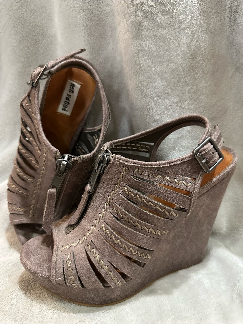 Not Rated Tan wedge heels size 7